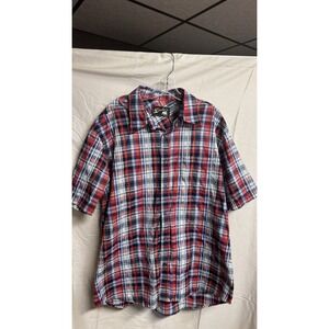 Vintage Duke's Sportswear Men 2XL Plaid Pocket Short-Sleeve Button Shirt Casual